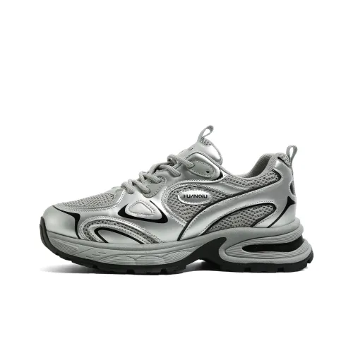 HUANQIU Chunky Sneakers Men Low-Top Silver/Black