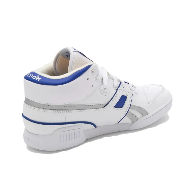Reebok Workout Anti Slip Wear Resistant Mid Top Skateboard Shoes Unisex White Blue-3