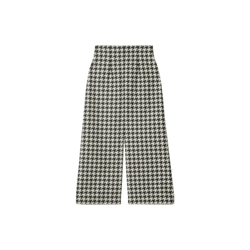 Burberry Houndstooth pattern Gabardine Cropped Trousers-1