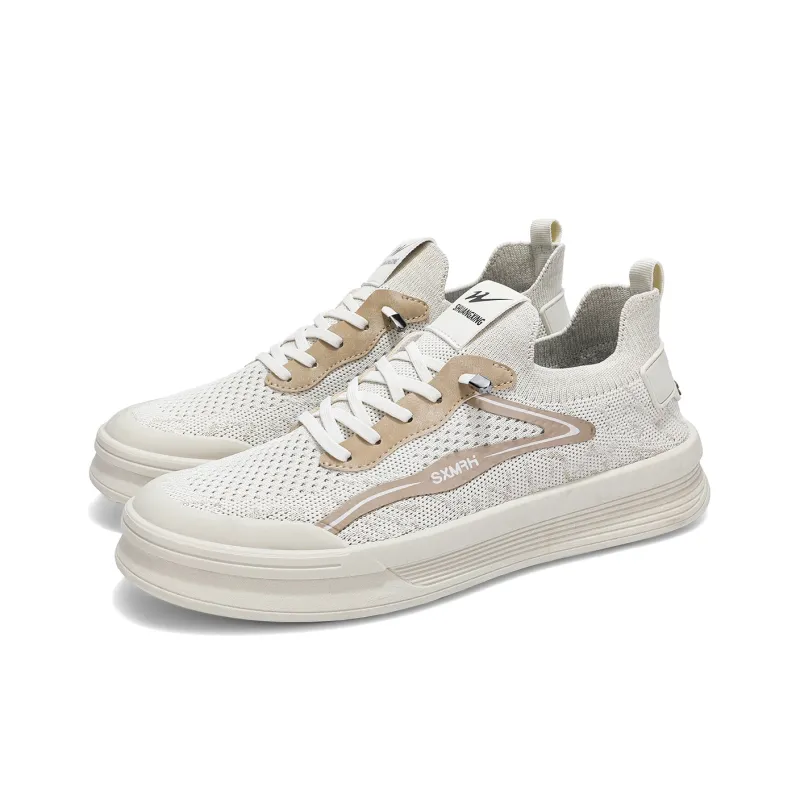 Binary Slip Resistant And Breathable Low Top Casual Shoes Men's Beige-4