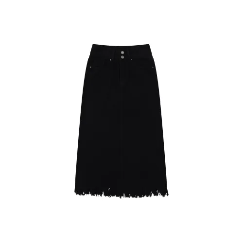 ZAZN Denim Long Skirts Women's Black