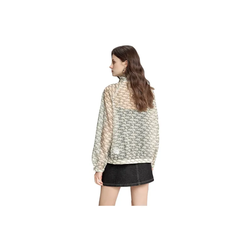 TOUCH Jackets & Coats Women's Beige With Gray Green Letter-1