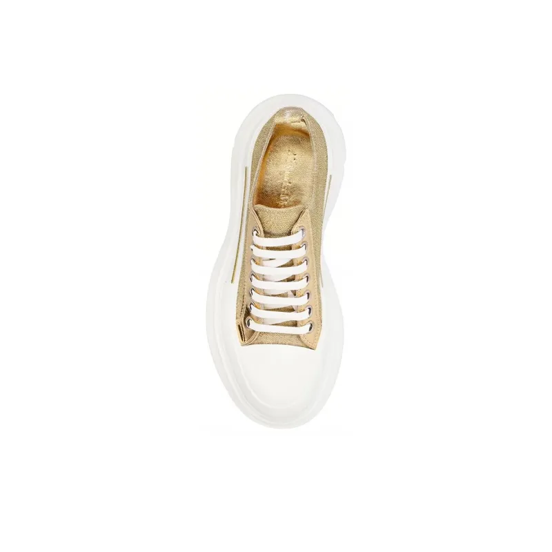 Alexander McQueen Tread Slick Low Top Platform Shoes Women's Gold-4