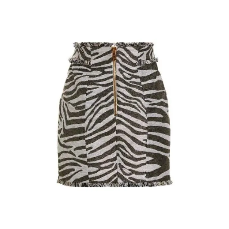 BALMAIN Zebra Printed Buttoned Skirt-1