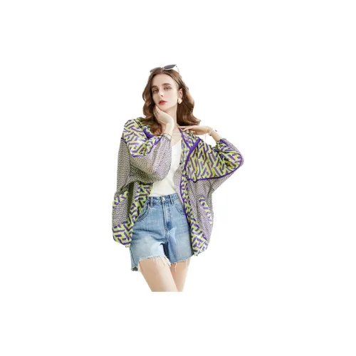 TOUCH Jackets Women's Green And Purple Floral