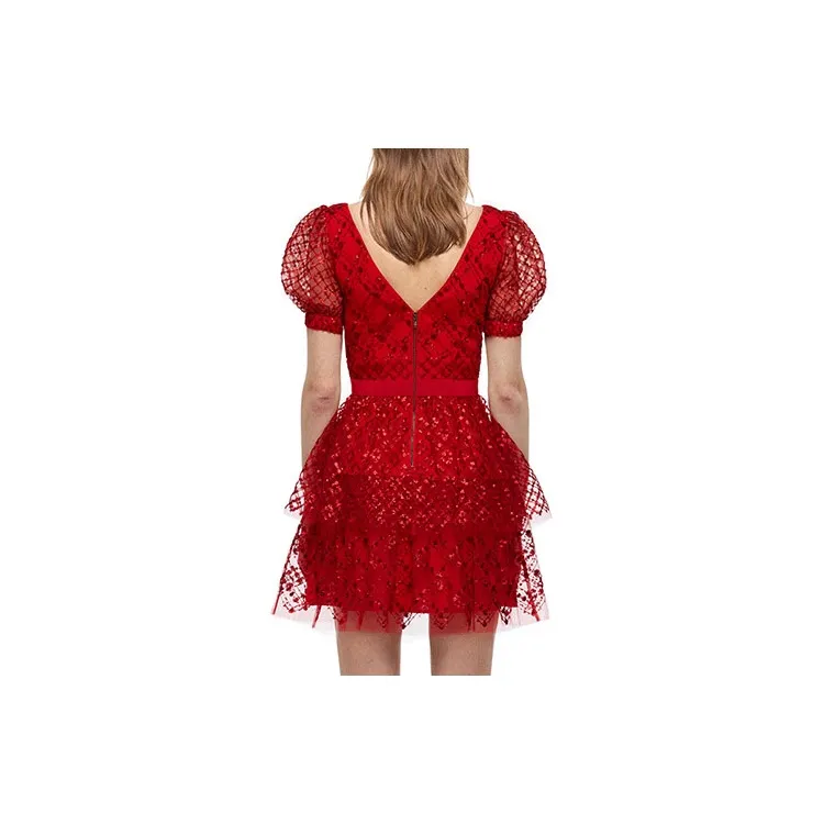 Self portrait Short Sleeved Dress Women's Red-1