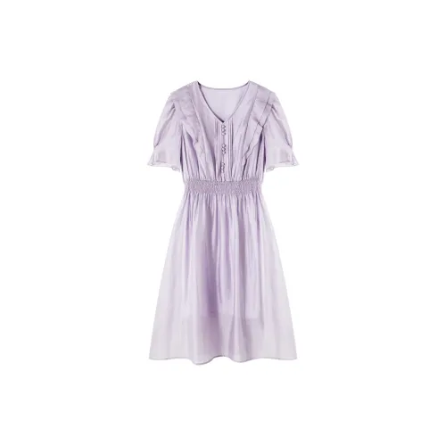 XIANGYING Short-Sleeved Dresses Women's Purple