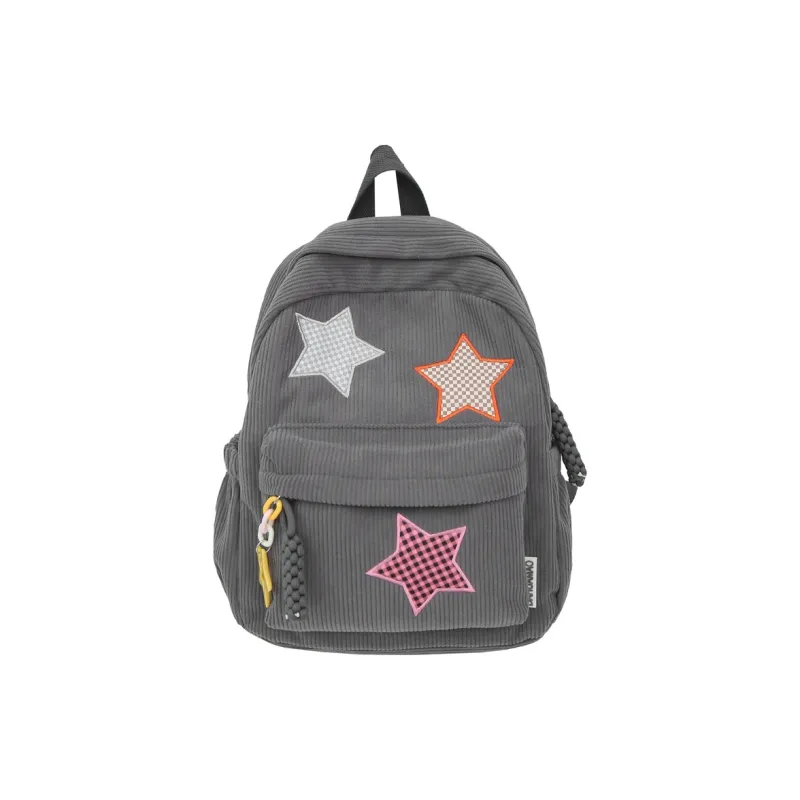 KARUISHA Corduroy Backpack Women's Black/Red/Gray/Ecru/Dark Green/Fruit Green/Yellow/Khaki-7