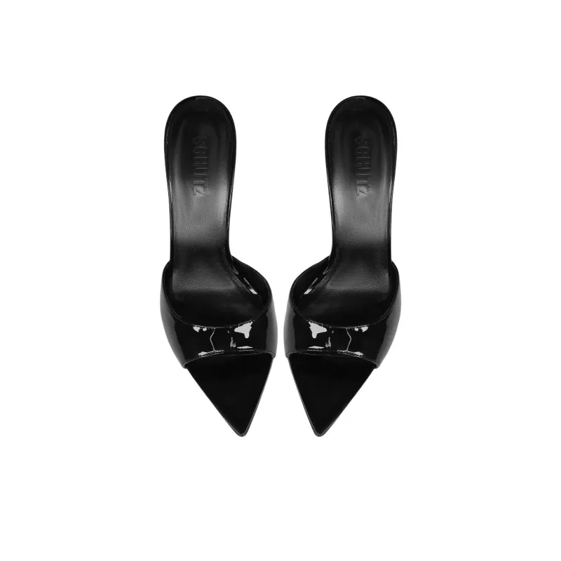 Schutz Slide Slippers 11.4cm Women's Black-3