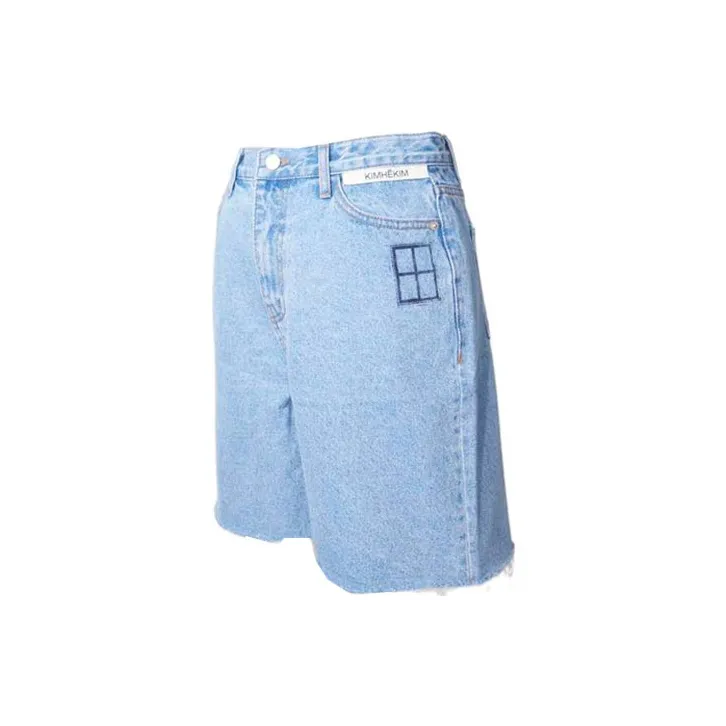KIMHEKIM High rise Logo patches Denim Shorts-2