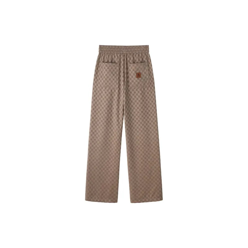 MATCHA STORY College Series Casual Pants Unisex Coffee Plaid-1