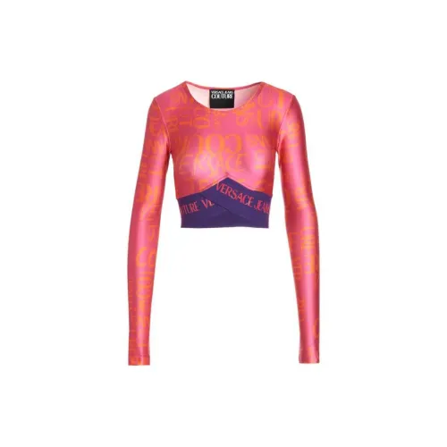 VERSACE JEANS COUTURE Crop Tops Women's Fuchsia