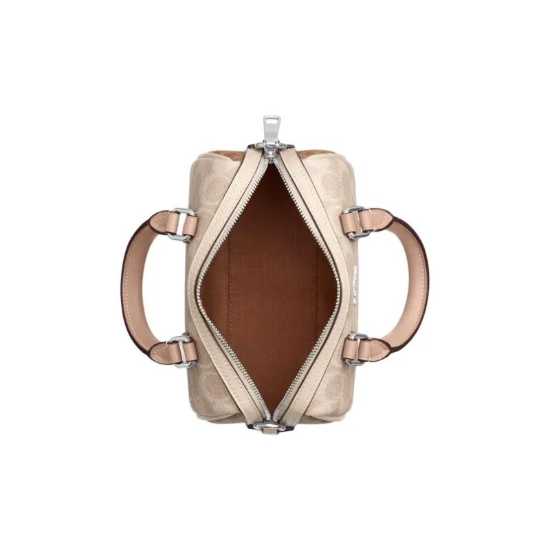 COACH Rowan PVC Boston Bag Shoulder Bag Crossbody Bag Handbag Small Size Women's Milk Tea Beige-2