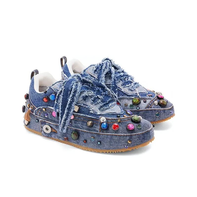 LOEWE Low Top Stylish Skateboarding Shoes Women's Blue-3