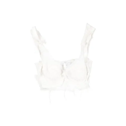 NATASHA ZINKO Frayed-detail Bustier Top