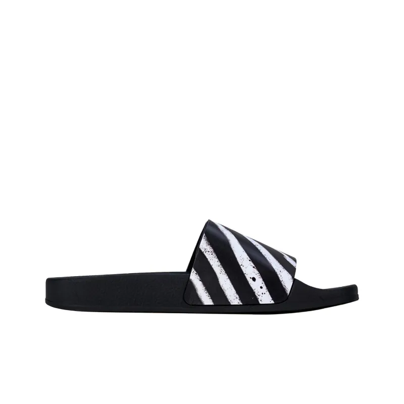 OFF WHITE Spray Stripes Slider Black White FW19-1