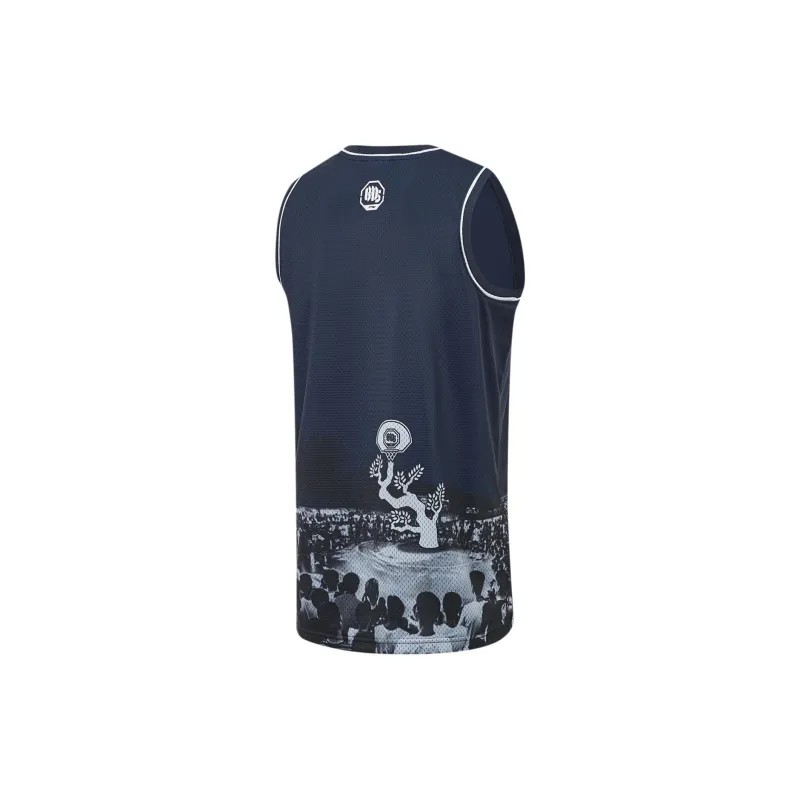 LiNing Badfive Basketball Jersey Men's Dark Marine Blue-1