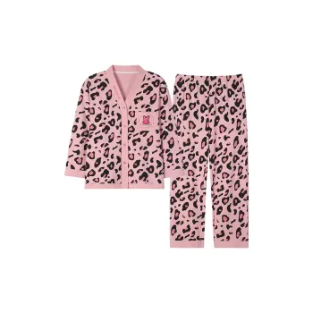 MIIOW Pajama Set Women's Pink Leopard Print