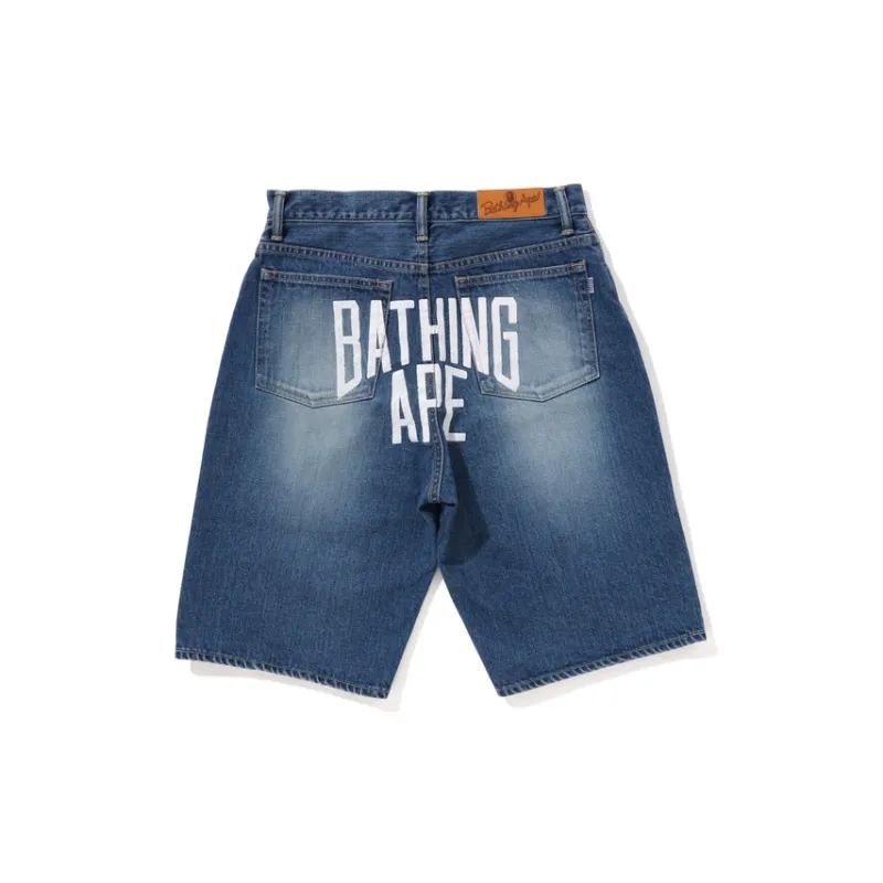 Bape Nyc Logo Denim Shorts-1