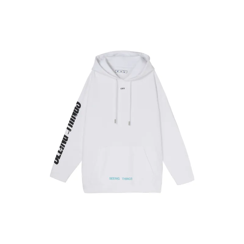 OFF-WHITE Men Printing Classic Hooded Sweatshirt White-1
