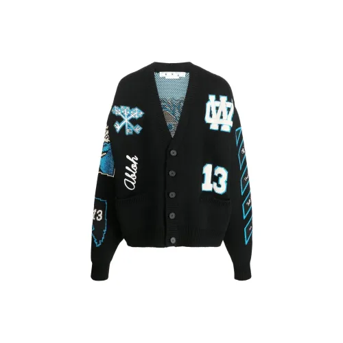 OFF-WHITE Cryst Graphics Intarsia-Knit Cardigan 