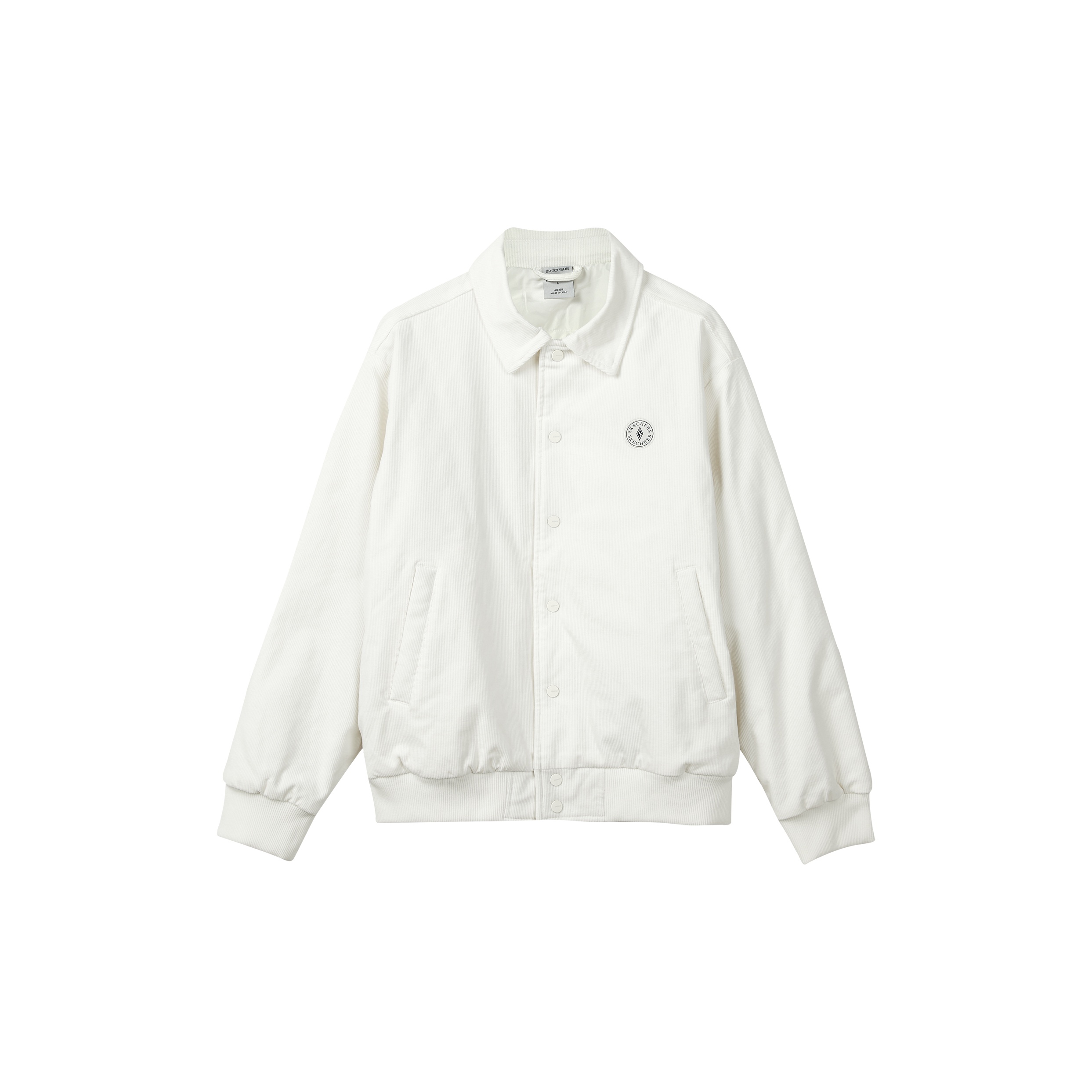 Skechers jacket mens white discount
