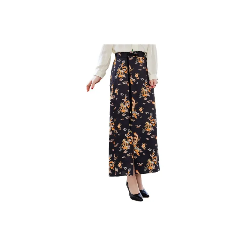 To The West Casual Long Skirts Women's Black-1