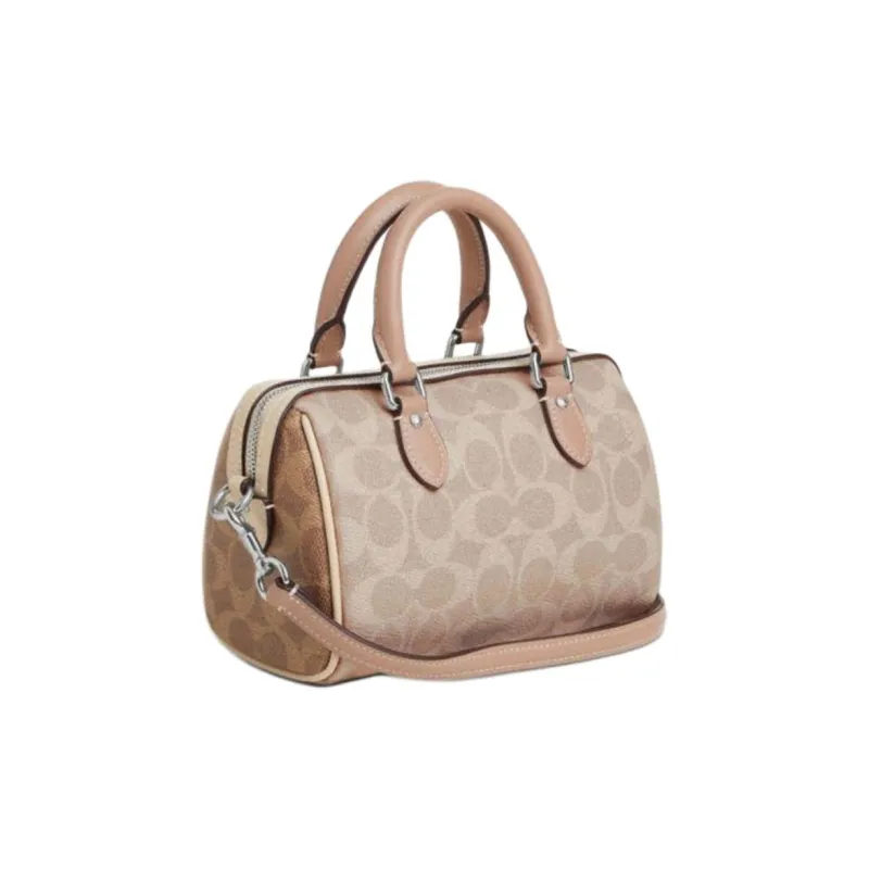 COACH Rowan PVC Boston Bag Shoulder Bag Crossbody Bag Handbag Small Size Women's Milk Tea Beige-1
