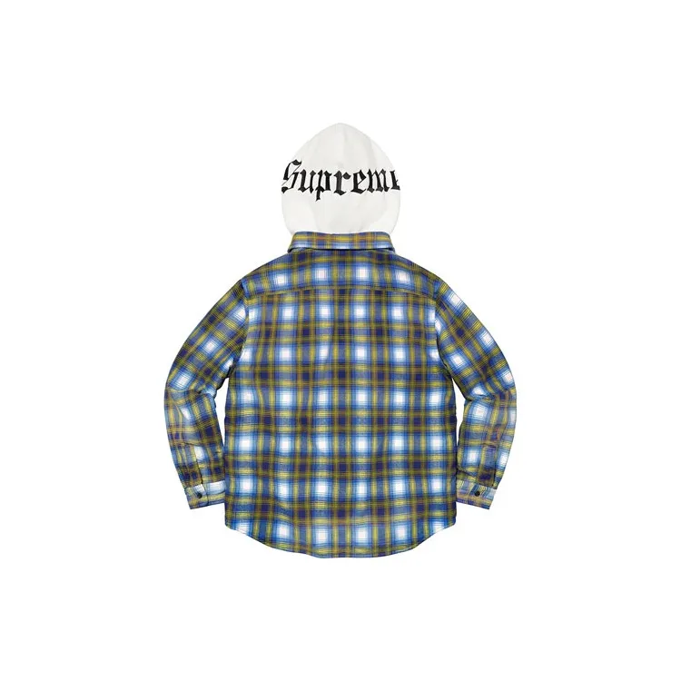 Supreme Hooded Flannel Zip Up Shirt Orange XL - POIZON