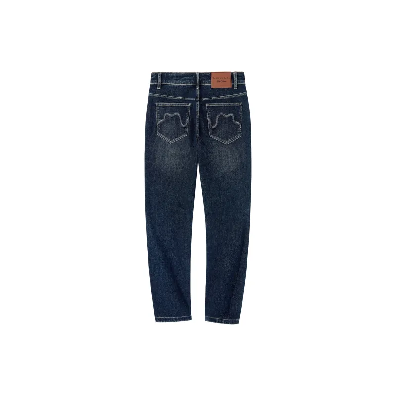 CAMEL Washed Retro Comfortable Stretch Casual Long Straight Leg Soft Draped Jeans Men's-1