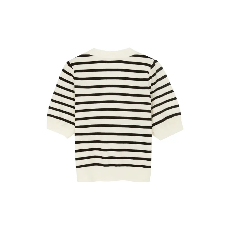 3COLOUR Sweater Women's Black White Stripes-1