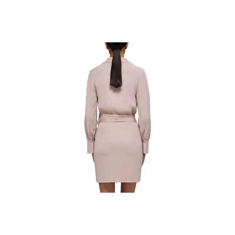 Self portrait Long Sleeved Dress Women's Light Coffee-1