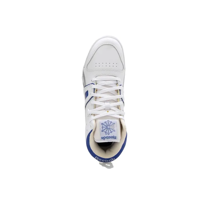 Reebok Workout Anti Slip Wear Resistant Mid Top Skateboard Shoes Unisex White Blue-4