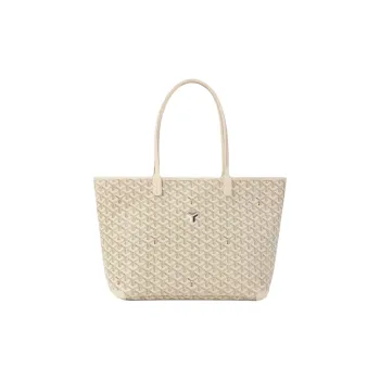 GOYARD Artois Canvas Calfskin Tote Bag Shopping Bag Shoulder Bag Handbag Medium Size Women's Sand Stone