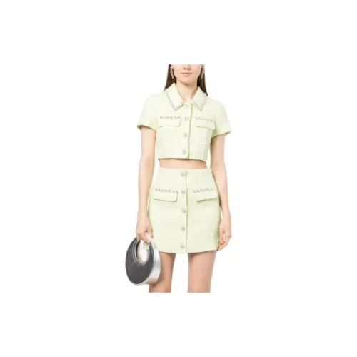 Self-portrait Crop Tops Women's Light Green