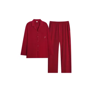Sha Qian Pajama Set Men's Maroon