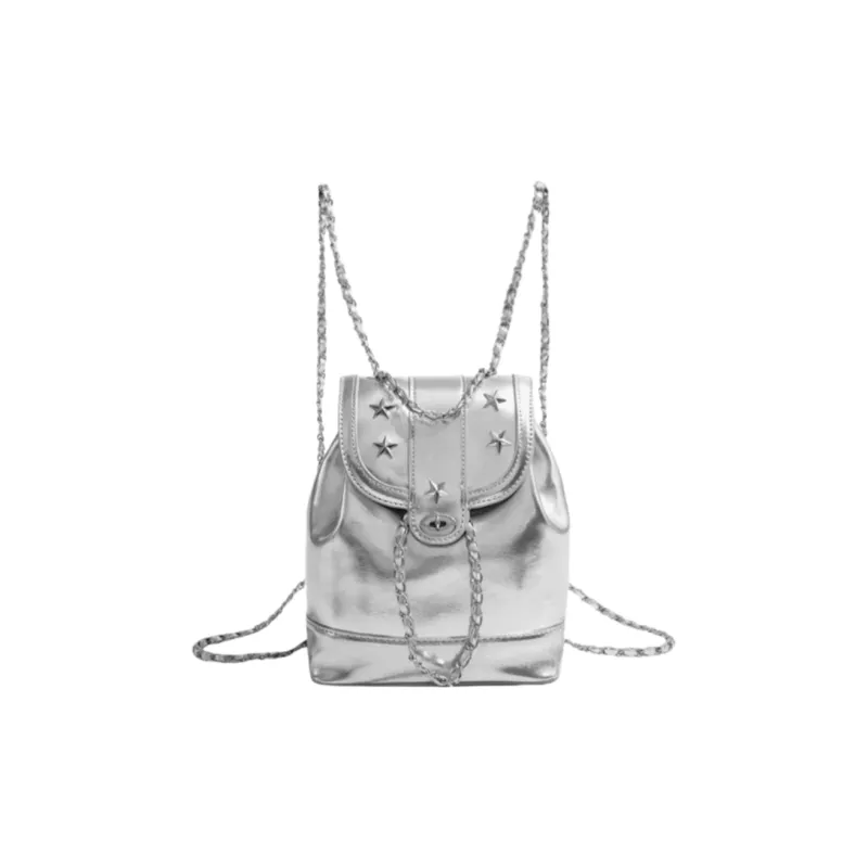 Versman PU Backpack Portable One Shoulder Backpack Large Size Women's Silver-1