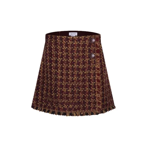 URBAN REVIVO Casual Short Skirts Women's Brown Plaid