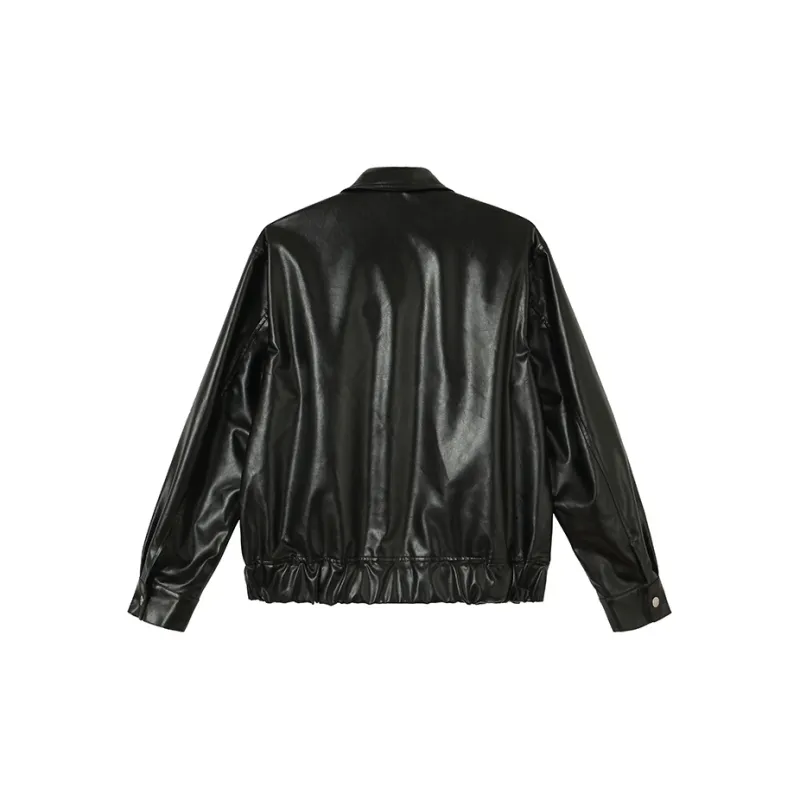 YAOJIUJIUQI Leather Jackets Men Black-1
