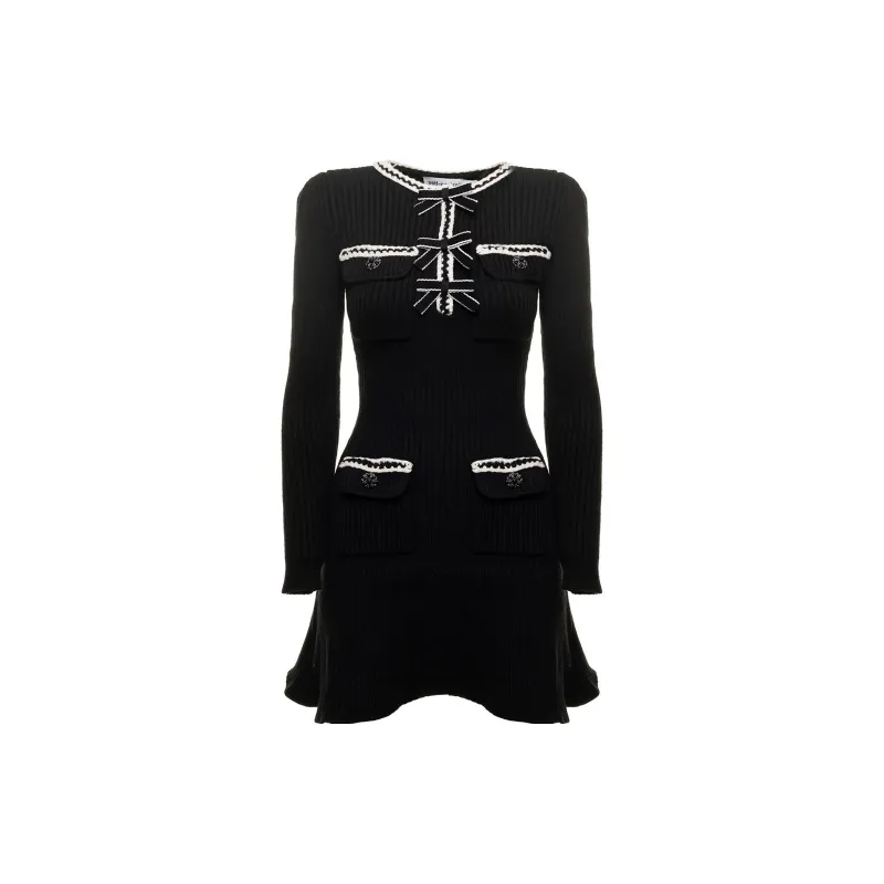 Self portrait Long Sleeved Dresses Women's Black-2
