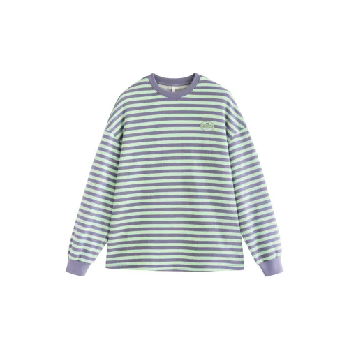 Inman Sweatshirts Women's Grass Green With Purple Stripe