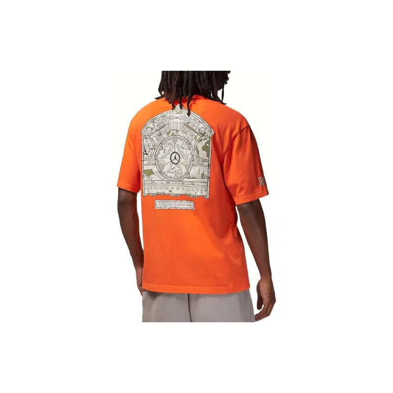 Jordan Drop Shoulder Sleeve T-Shirt Men's Orange-3