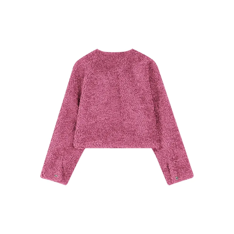 ELF SACK Cropped Velvet Coat With A Design Touch Women's-3