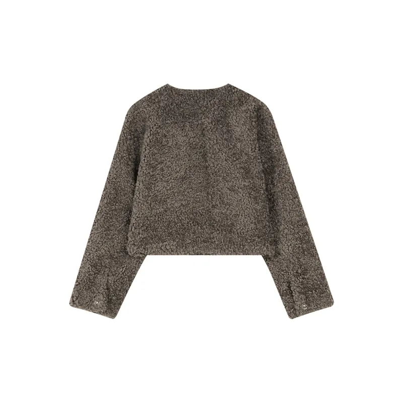 ELF SACK Cropped Velvet Coat With A Design Touch Women's-1