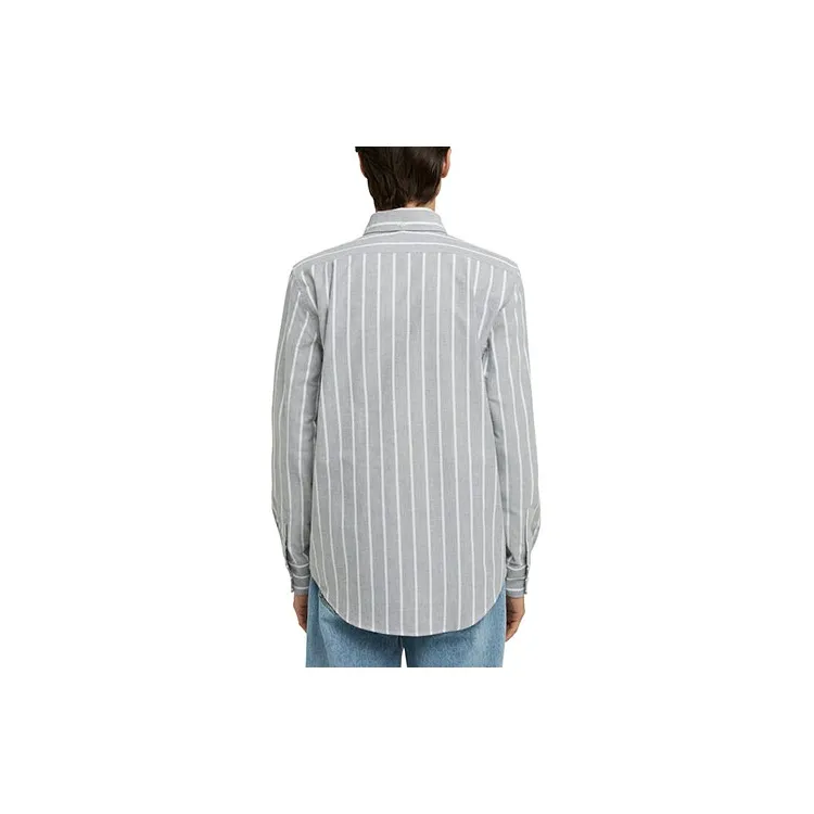 MSGM Logo Patch Striped Buttoned Shirt-1