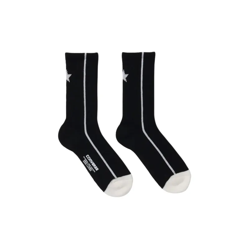 Converse CV Mid-Calf Socks Unisex 1 Pack Black/White-1