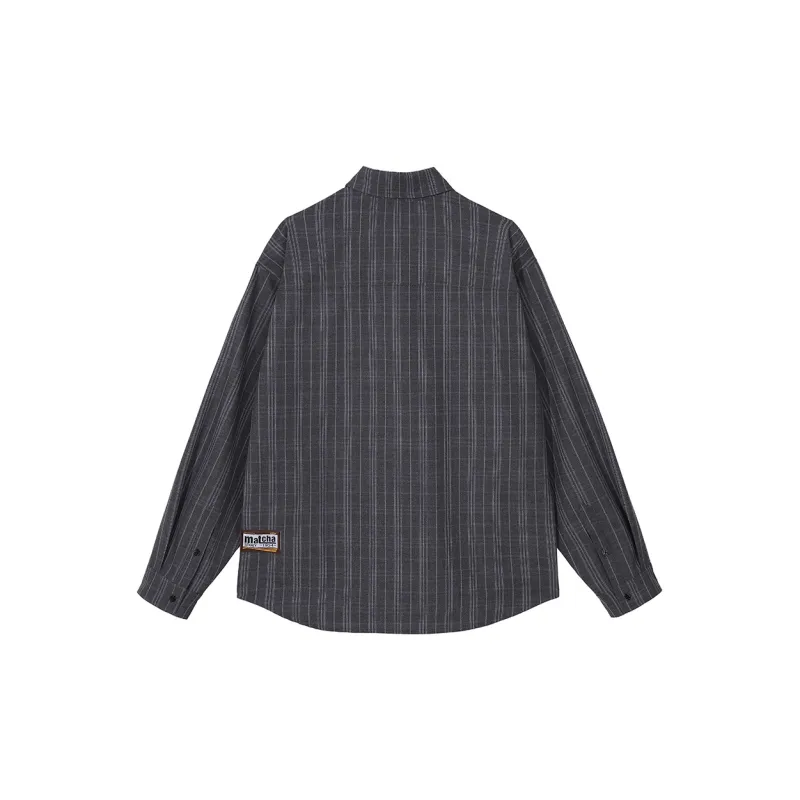 MATCHA STORY College Series Shirts Unisex Gray Plaid-1