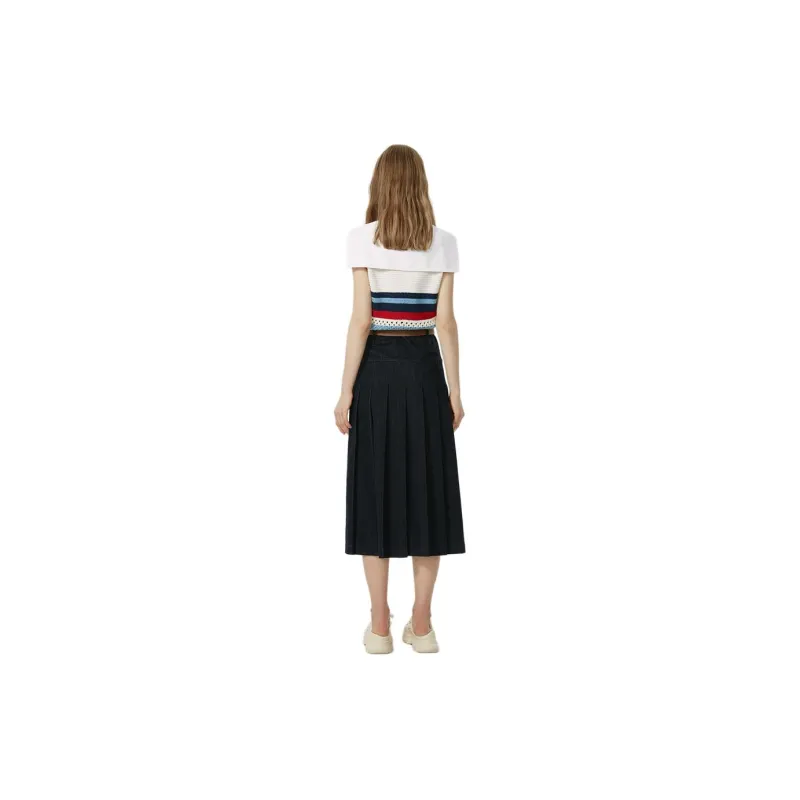 AIVEI Denim Long Skirts Women's Navy Blue/3300-1
