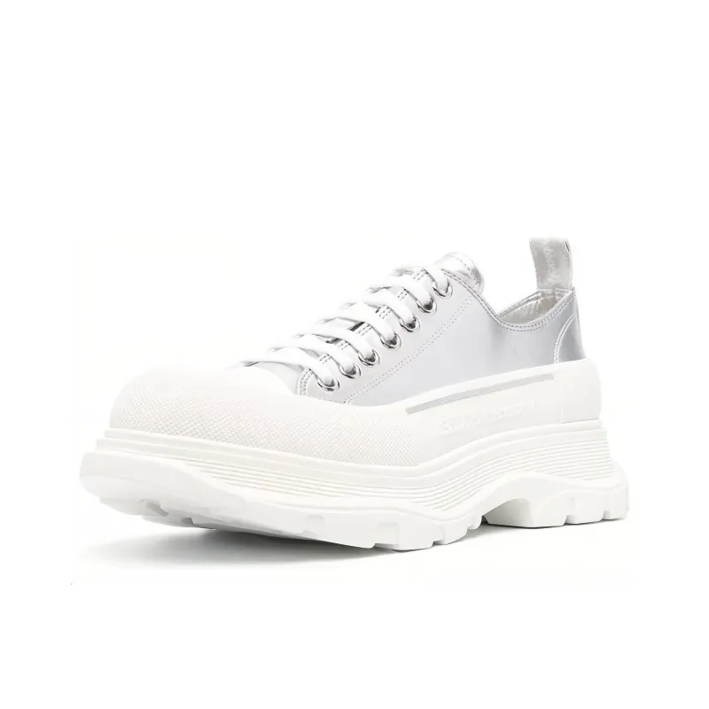 Alexander McQueen Low Top Platform Shoes Men's Silver-1