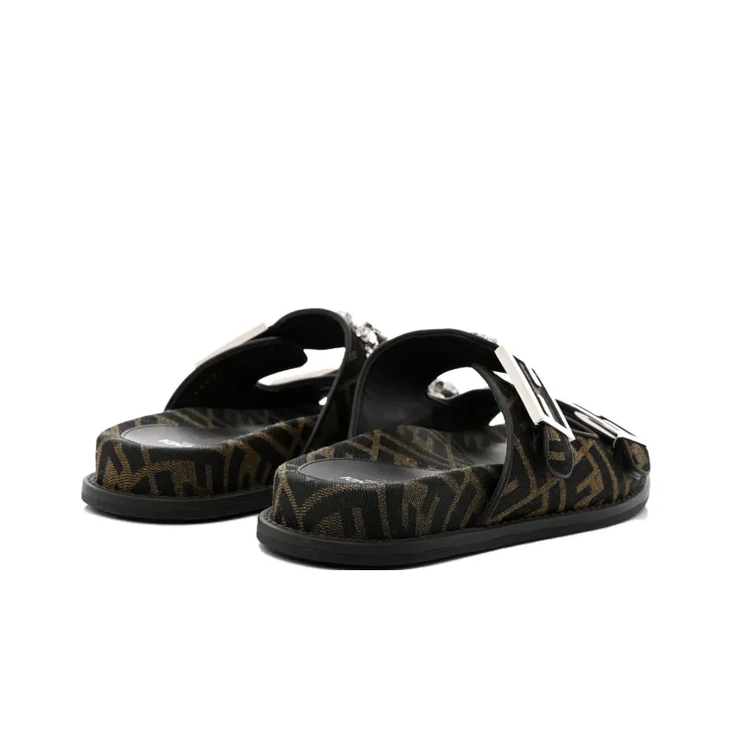 FENDI Ff Jacquard Buckle Detailed Slides Women's-3